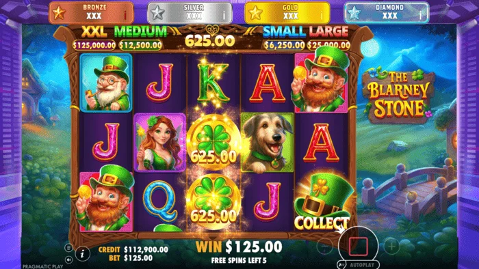 The Blarney Stone - Money Collect ekrāns ar cepuri uz piektā ruļļa